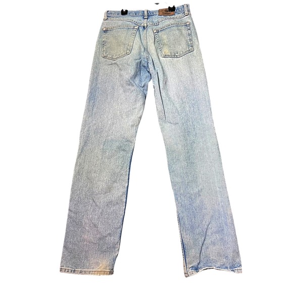 Wrangler Blue Jeans Mens 32x34 Denim Relaxed Fit Denim Straight Leg Y2K Distress - Picture 3 of 16